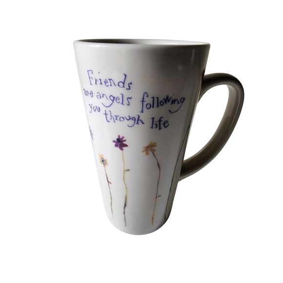 NATURAL LIFE "Friends are Angels Following You Through Life" Floral Coffee Mug - Picture 1 of 7